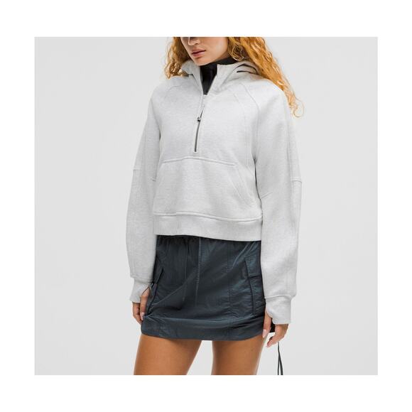 Lululemon Sweaters - Lululemon 'Scuba' Grey Cotton Oversized Half-Zip Hoodie Size XS / S